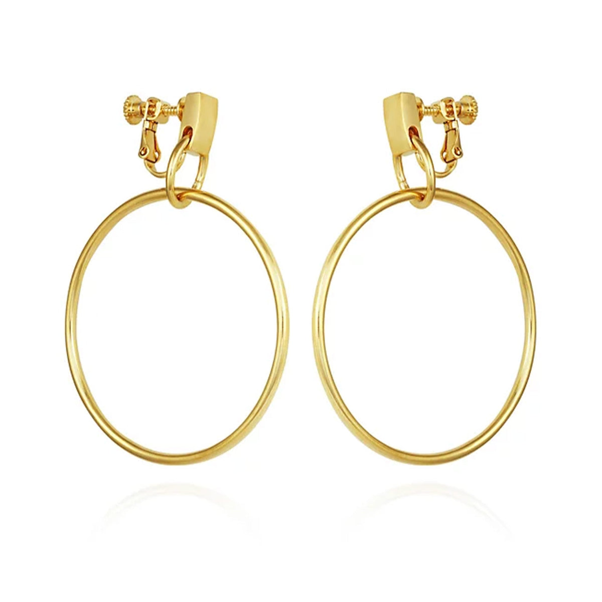 Drop Hoop Clip On Earrings