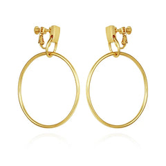 Drop Hoop Clip On Earrings