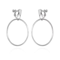 Drop Hoop Clip On Earrings