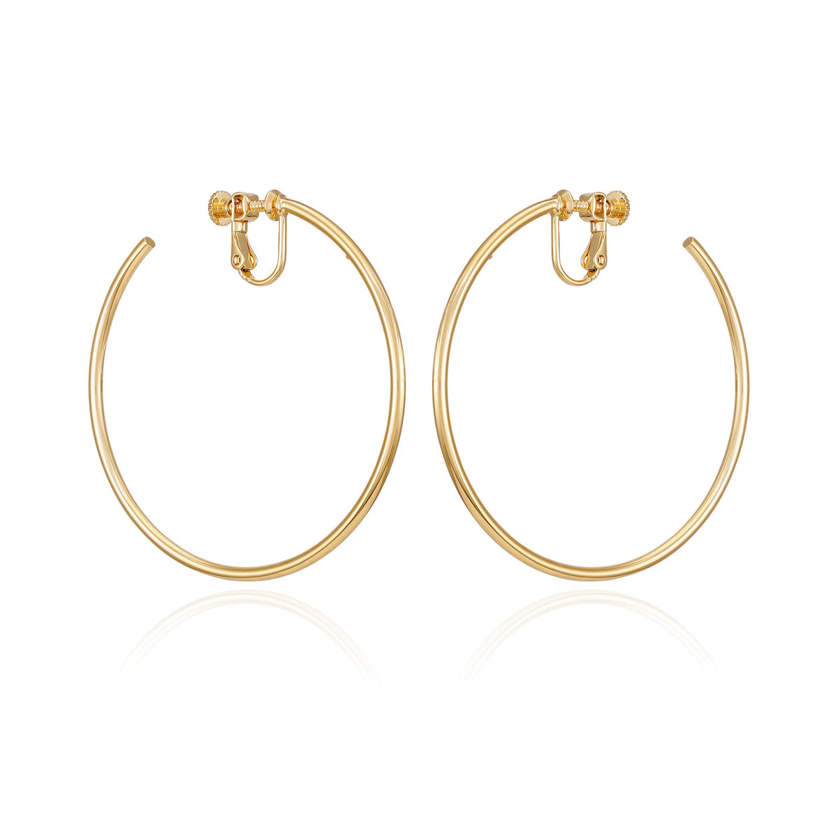 Large Open Hoop Clip On Earrings