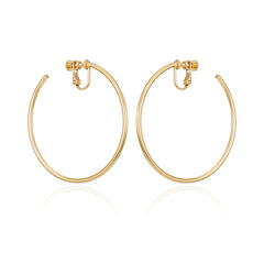 Large Open Hoop Clip On Earrings