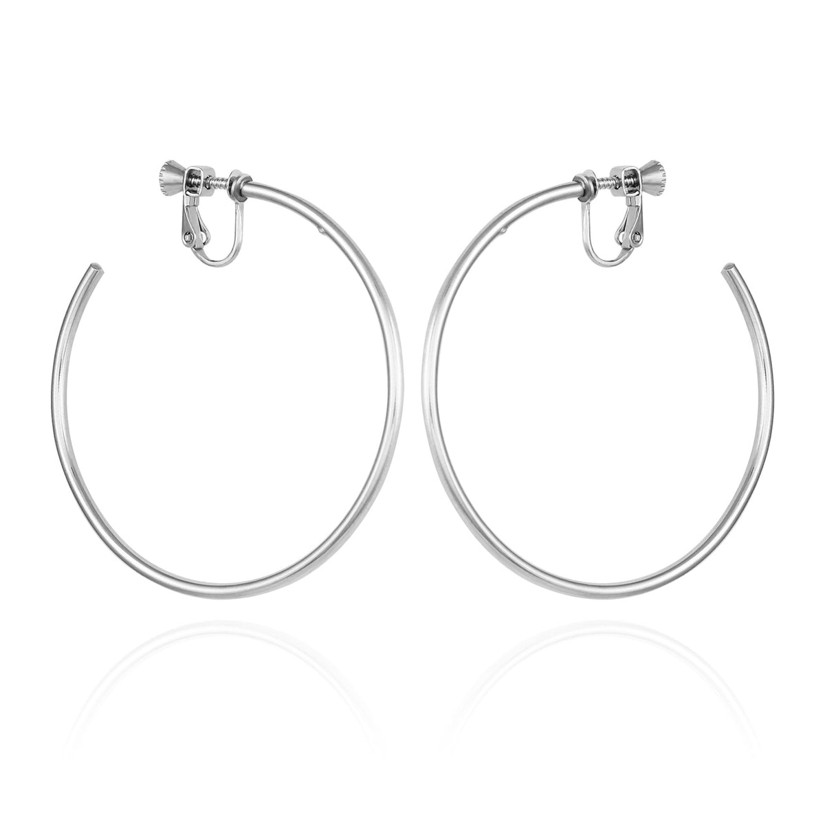 Large Open Hoop Clip On Earrings