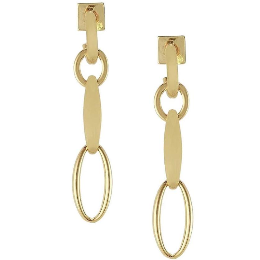 Goldtone Linear Hoop Post Earrings