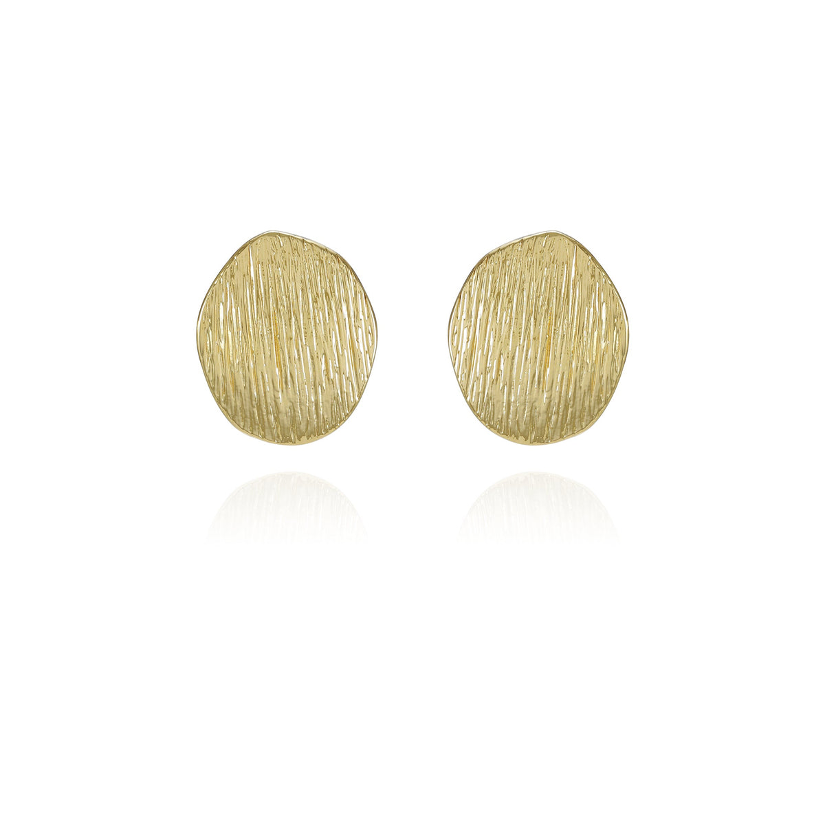 Goldtone Texturized Pebble Coin Earrings