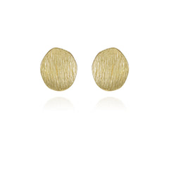 Goldtone Texturized Pebble Coin Earrings