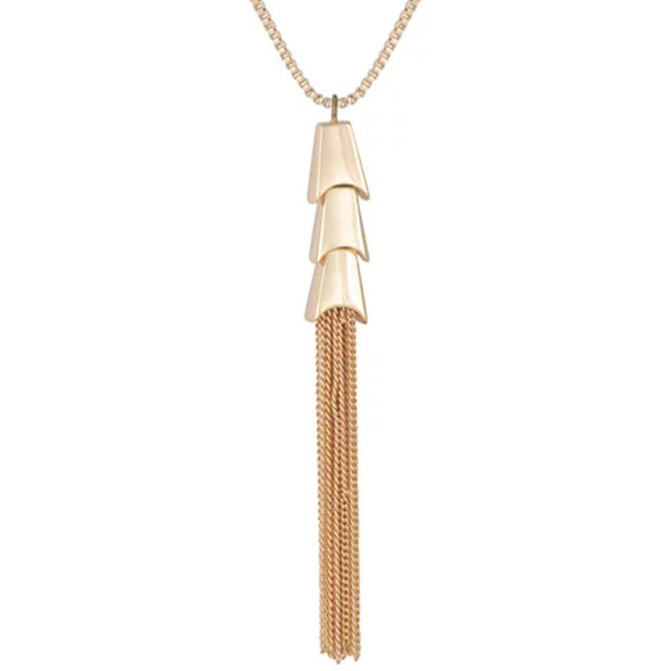 Goldtone Long Tassel Chain Necklace