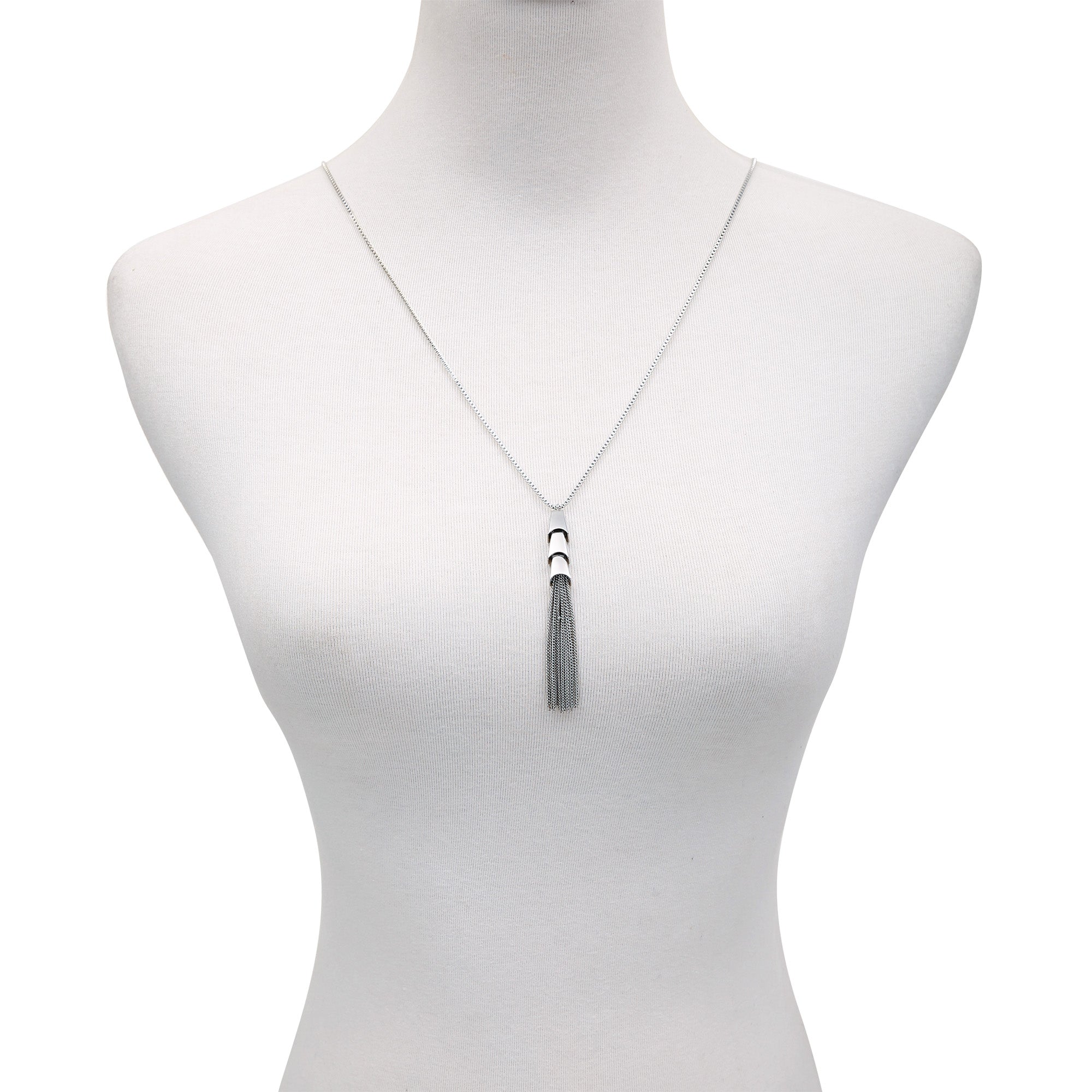 Silvertone Tassel Pendant Necklace