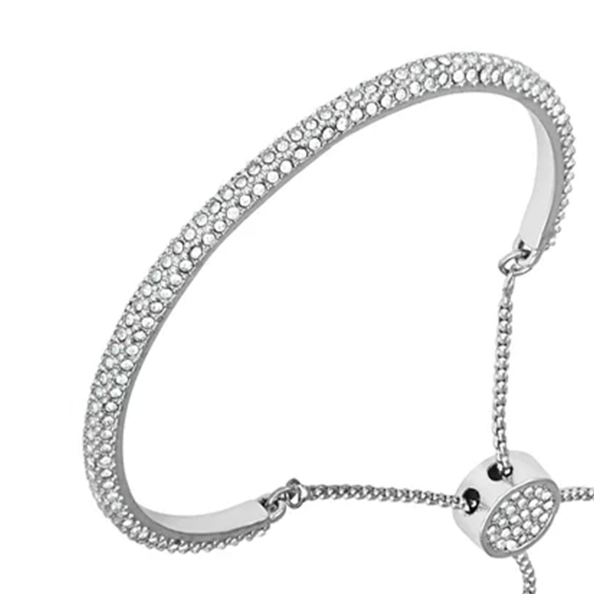 Silvertone Pave Crystal Stone Slider Bracelet