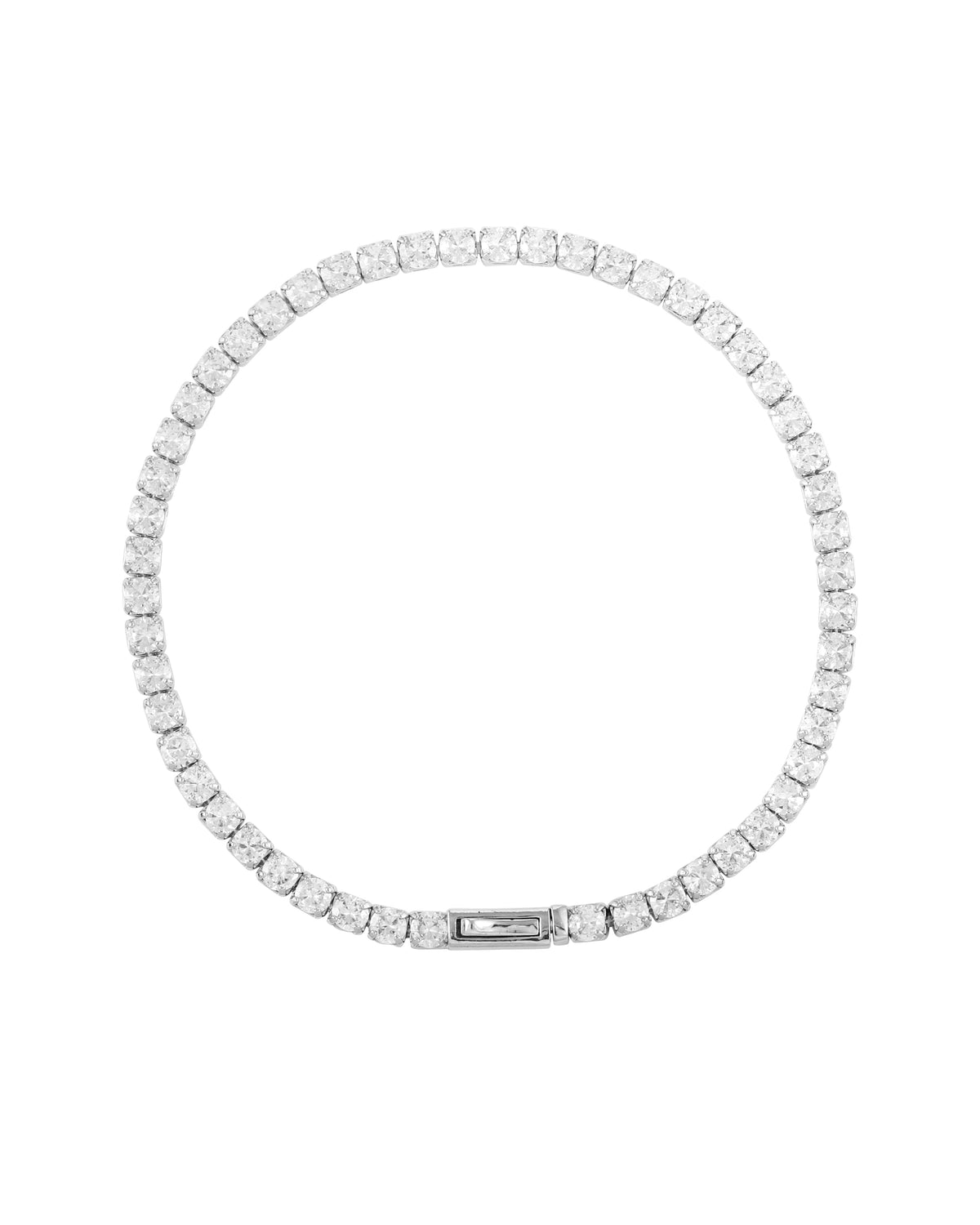 Silver Color Cubic Zirconia Chain Tennis Bracelet